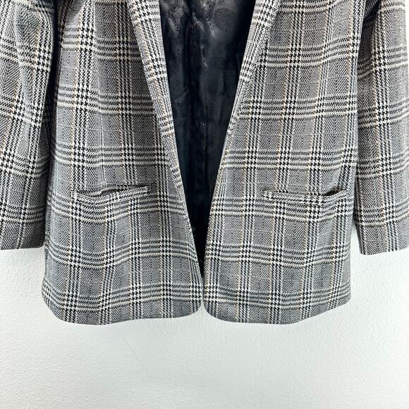 Soft Surroundings Plaid Open Front Long Blazer Grey Small Hu - Picture 4 of 9